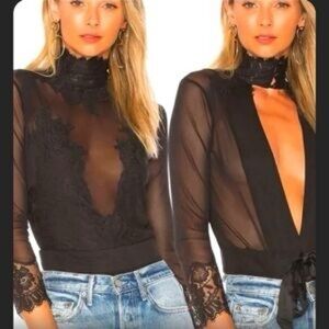 We are HAH lace Bow long sleeve reversible bodysuit